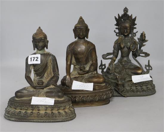 Three bronze buddhas